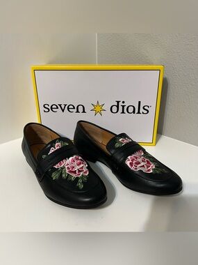 Seven Dials Sabrina black floral embroidered loafers 8.5